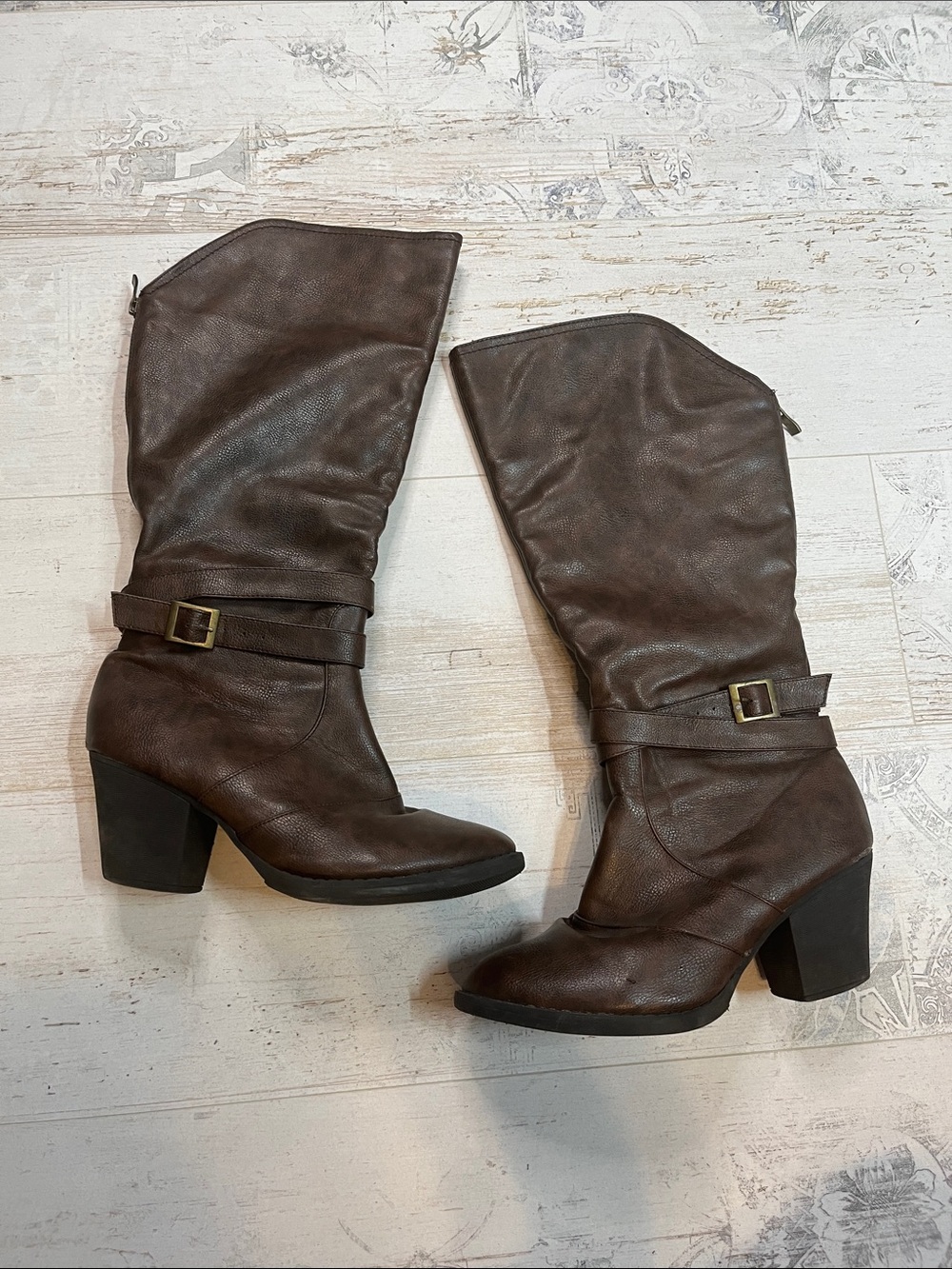 Deb Brown Heeled Boots Size 11